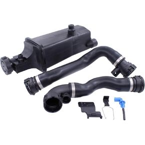 MOTOKU Radiator Coolant Reservoir Expansion Tank and Upper Lower Water Hoses Kit for BMW E46 328i 328Ci 330C 330i 330xi 325i 325xi 325Ci 1999-2006 Recovery Overflow Tank with Cap Sensor Clip
