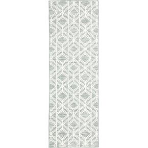 TOWN & COUNTRY EVERYDAY Walker Modern Diamond Everwash™ Washable Multi-Use Decorative Rug, Tufted Kitchen Runner Rug, Low-Profile Door Mat, Bath Rug with Non-Slip Backing, Sage Green, 24"x72"