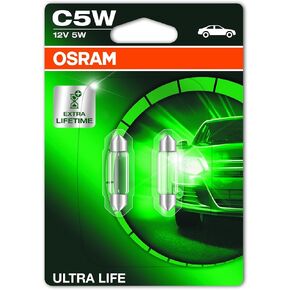 OSRAM ULTRA LIFE PY21W halogen signal lamp, turn indicator light, 7507ULT-02B, 12 V passenger car, double blister, 2 Count (Pack of 1), Silver