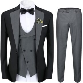 Cloudstyle Mens 3 Piece Suit Single Breasted Vest Jacket Pants Sets