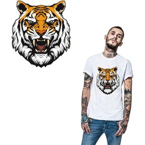 Tiger Iron On Appliques Gold Patches Tiger Decals for T-Shirt Heat Transfer Vinyl Sticker Waterproof&Washable Decal for DIY T-Shirt Jacket Hoodie Dresses Jeans
