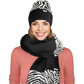 Nicole Miller New York womens Hanging Scarf and Beanie Hat Set