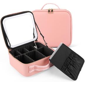 Travel Makeup Bag with Led Mirror - Makeup Bag With Led Mirror is Waterproof Design, Makeup Case with Lighted Mirror Suitable for Travel And Daily Use, Women'S Large Makeup Bag