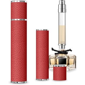 Perfume Travel Refillable Bottle, 10ML Genuine Leather Atomizer Sprayer for Perfume - Portable Mini Cologne Sprayer for Woman Man - Travel Essential Fragrance Spray Bottle (Black)