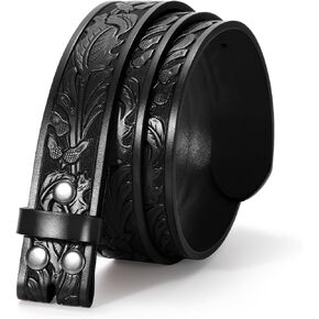 Western Belt for Men without Buckle Cowboy Leather Belt Country Belt 1.5"Embossed Leather Belt Strap