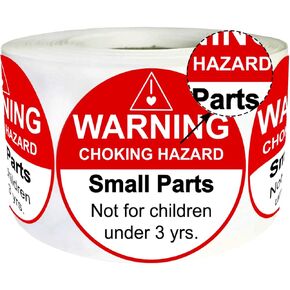 Choking Warning Labels 1.5" Red Small Parts Choking Hazard Stickers Suffocation Warning Stickers Not for Children Under 3 Years Labels for Packing Shipping 500 Pcs