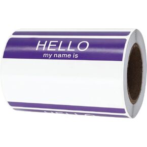 Hello My Name is Stickers 6 Color Colorful Name Tag Stickers for Themed Party School Office Home Kids Badge Label 3-1/2 × 2-3/8 Inch Red - 200 Labels Per Roll