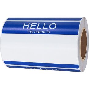 ملصقات Hello My Name is ملصقات 6 ألوان ملونة لبطاقات الاسم للحفلات والمدرسة والمكتب والمنزل للأطفال، مقاس 3-1/2 × 2-3/8 بوصة باللون الأحمر - 200 ملصق لكل لفة
