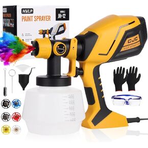 Paint Sprayer, 750W HVLP High Power Electric Spray Paint Gun, 6 Copper Nozzles, 3 Spray Patterns, Paint Sprayer for House Painting Furniture, Cabinets, Fences, Decks, Walls, DIY Projects (Blue)