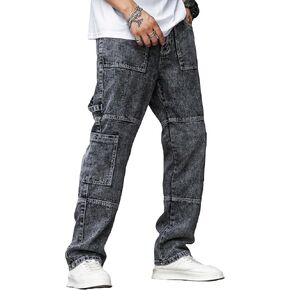 Verdusa Men's Pocketed Cargo Jeans Straight Leg Denim Pants Trousers