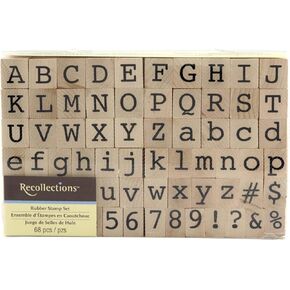 Block Alphabet & Numbers Wood Stamp Set by Recollections - Uppercase and Lowercase Letters for Scrapbooking, Cardmaking, Projects, and Arts & Crafts - 1 Pack