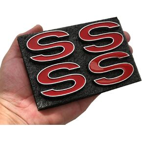 4Pcs Metal SS Front Emblems 3D Badge Replacement for1969-72 Chevelle SS 3953634 (Chrome Black)