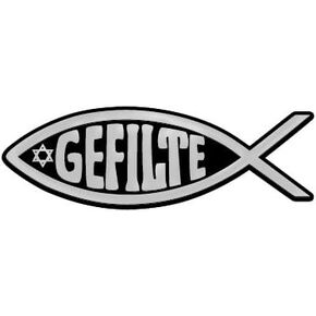 Gefilte Fish Plastic Auto Emblem - [Silver][5'' x 1 3/4'']