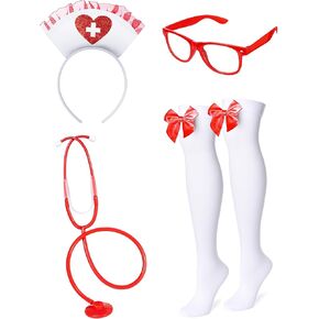 TOKYO REVENGERS Women Halloween Nurse Costume Accessories Red Headband Stethoscope prop Glasses Socks Cosplay Party Outfit