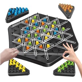 Chain Triangle Game, Chain Triangle Chess Game,Triggle Rubber Band Game,2 to 4 Players for Family,Party (Black)