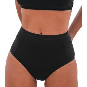 CUPSHE Women's Bikini Bottom Period High Waisted with Pocket Bathing Suit Bottom