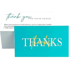 RXBC2011 Elegant Teal Thank You Cards with Heartfelt Message 2x3.5 Inches Pack of 100