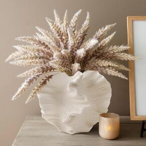 Cream Color Ceramic Vase for Modern Home Decor, Ceramic Coral Flower Vase for Nordic Art Pampas Grass,Boho Decor Donut Centerpiece Vases for Coffee Table Office Bookshelf Living Room Decor（1PS）