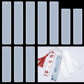 10 Pcs Rectangle Silicone Bookmark Mold 2 Sizes Bookmark Resin Mold DIY Resin Bookmark Mold for Epoxy Resin Casting Crafts DIY Bookmarks Casting Mold (5.5/3.7 Inch)