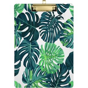 الحافظة 9 × 12.5 في أوراق النخيل Monstera الخضراء البلاستيكية الحافظة ورقة الاستوائية حجم الرسالة لوحات كليب مع مشبك معدني الشظية للمدرسة الفصول الدراسية مكتب الطلاب الأطفال in Kuwait