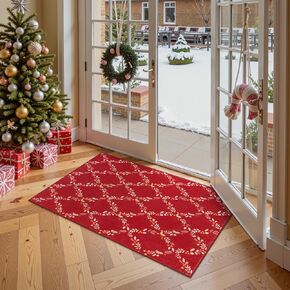 Seavish 2024 Christmas Area Rug 5x7 Area Rugs for Living Room Low Pile Soft Washable Rugs for Bedroom Aesthetic Xmas Green Diamond Floor Cover Carpet Rug for Dining Room Nursery Playroom Home Office