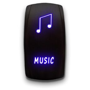 Music - Red - Laser Etched Toggle Switch 20A 12V - Vertical Rocker Switch 5-Pin DPST