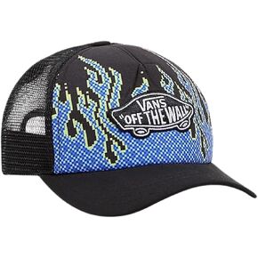Vans Big Kids' Boys' Pixel Flame Trucker Hat (Black) One Size