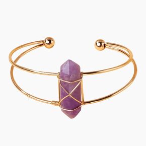 Natural Rose Quartz Crystal Bracelet Healing Crystals Gemstones Open Cuff Bracelet Jewellery Adjustable Balancing Chakras Reiki Yoga Meditation Wicca for Women's Gift