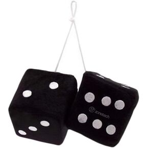 ZONETECH Green 3" Square Hanging Dice-Soft Fuzzy Decorative Vehicle Hanging Mirror Dice with White Dots - Pair