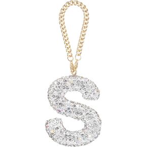 MECCANIXITY Bling Car Letter Charm, Initial L Letter Interior Car Rear View Mirror Decoration Hanging Crystal Ornaments for Women Bags Water Cup DIY Craft, White