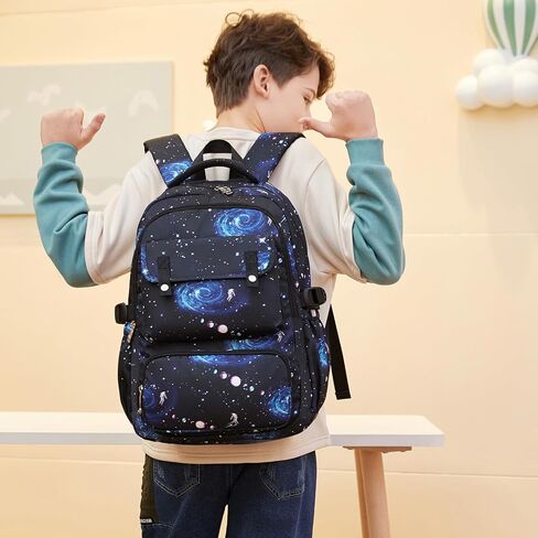 حقيبة ظهر مدرسية من Sugaroom Galaxy Prints للأولاد مع صندوق غداء خفيفة الوزن ومقاومة للماء للأطفال، مجموعة حقائب كتب للمدرسة الابتدائية المتوسطة in Kuwait