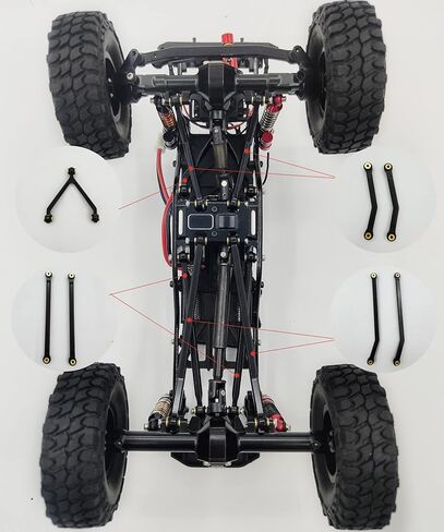 الألومنيوم RC سيارة تعليق الربط التعادل قضيب وصلة عدة عالية التخليص الهيكل الروابط ل SCX24 ديدبولت AXI90081 AXI00004 بيتي B-17 محوري 1/24 RC الزاحف سيارة in Kuwait