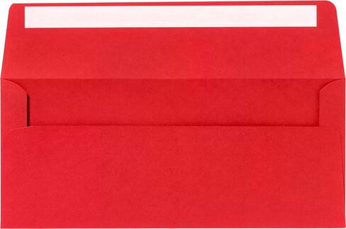 LUXPaper #10 مظاريف عطلة الأعمال | قشر واضغط على الغطاء المربع | 4 1/8 بوصة × 9 1/2 بوصة | رقاقات الثلج على روبي ريد | 80 رطل. نص | 50 الكمية in Saudi Arabia