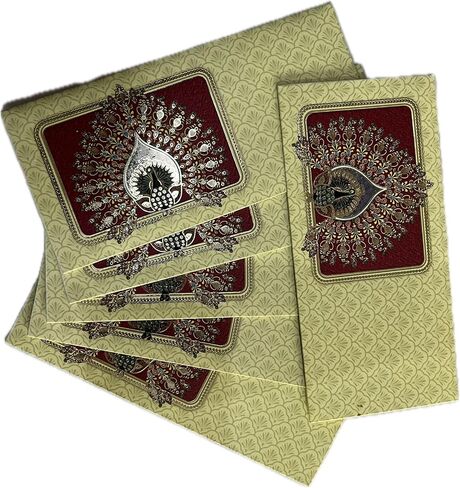 Colourful Designer Shagun Lifafa/Money Gift Envelope Digitally Printed For Gifting Money On Wedding, Birthday & Any Other Occasion Pack Of 10 (Design 6), 18.5 x 9.0 cm in Saudi Arabia