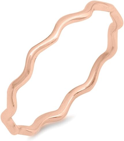 CHOOSE YOUR COLOR Sterling Silver Wave Stacking Ring in Kuwait