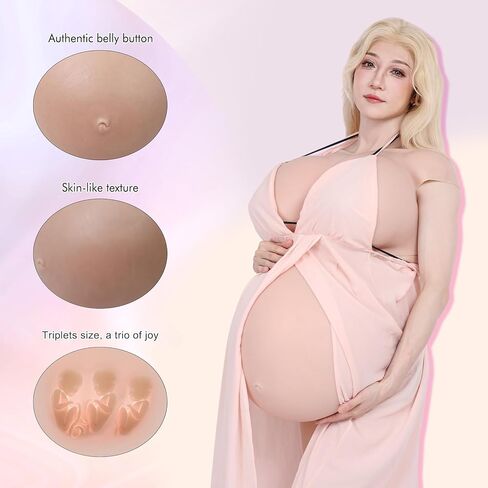 ROANYER Silicone Fake Pregnant Belly Realistic Twins Baby Bump False Pregnancy 5-9 Month for Film Props Cosplay Costumes in Saudi Arabia