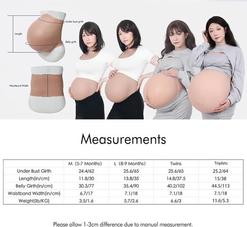 ROANYER Silicone Fake Pregnant Belly Realistic Twins Baby Bump False Pregnancy 5-9 Month for Film Props Cosplay Costumes in Saudi Arabia