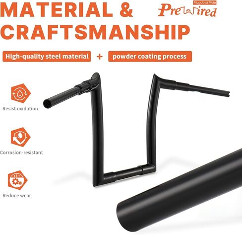 Road King Special 1.5" Fat Meathook Handlebars 12" Ape Hanger for 2017-Up Harley Touring FLTRXS, 2008-Up Softail Fat Bob, 07-17 Fat Boy, 06-17Wide, 2013 Road King CVO and 2015-later Freewheeler,Black in Saudi Arabia