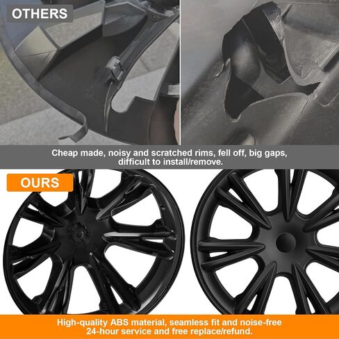 غطاء عجلة Hubcap 19 بوصة لطراز Tesla Y 2019-2024 ABS غطاء عجلة أسود غير لامع متوافق مع ملحقات Tesla Model Y 19 بوصة، 4 عبوات (ZX) in Kuwait