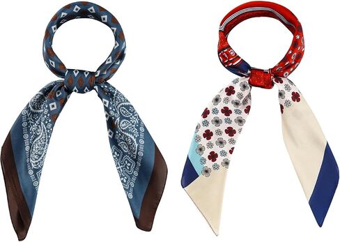 GERINLY Mens Silk Feel Scarf 2 Pack, 27 Inch Neckerchief Ascot, Novelty Head Bandana Wrap in Saudi Arabia