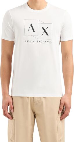 تيشيرت رجالي من Armani Exchange بقصة ضيقة من القطن المرسيريزد وشعار Ax Box in Saudi Arabia