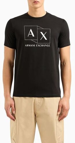 تيشيرت رجالي من Armani Exchange بقصة ضيقة من القطن المرسيريزد وشعار Ax Box in Saudi Arabia