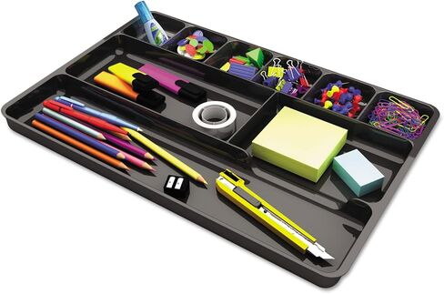 Universal UNV08120 14 in. x 9 in. x 1 1/8 in. Recycled Plastic 9-Compartment Drawer Organizer - Black in Saudi Arabia