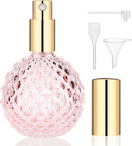 Segbeauty Vintage Perfume Bottle, 3.4oz 100ml Pink Spray Bottle for Perfume, Empty Refillable Glass Perfume Atomizer, Travel Cologne Dispenser Sample Containers for Liquid Cosmetic Home Decor in Saudi Arabia