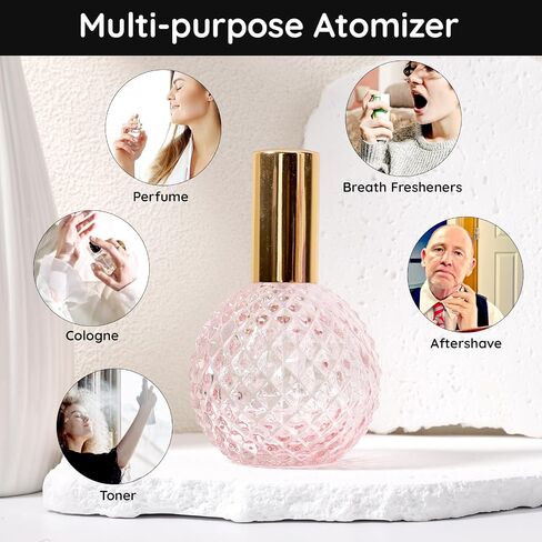 Segbeauty Vintage Perfume Bottle, 3.4oz 100ml Pink Spray Bottle for Perfume, Empty Refillable Glass Perfume Atomizer, Travel Cologne Dispenser Sample Containers for Liquid Cosmetic Home Decor in Saudi Arabia