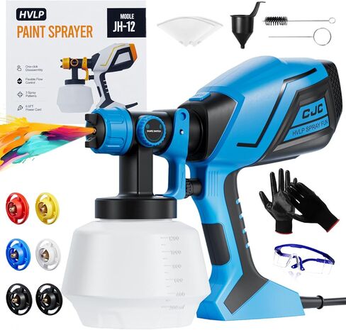 Paint Sprayer, 750W HVLP High Power Electric Spray Paint Gun, 6 Copper Nozzles, 3 Spray Patterns, Paint Sprayer for House Painting Furniture, Cabinets, Fences, Decks, Walls, DIY Projects (Blue) in Saudi Arabia