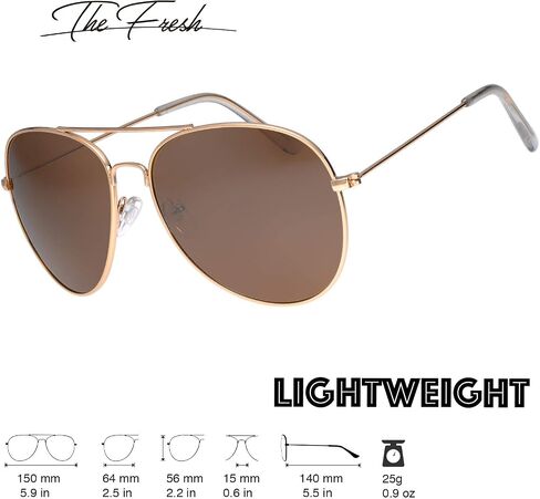 The Fresh Classic Aviator Frame Light Color Lens XL Oversized Sunglasses Gift Box (4s-Silver, Blue) in Saudi Arabia