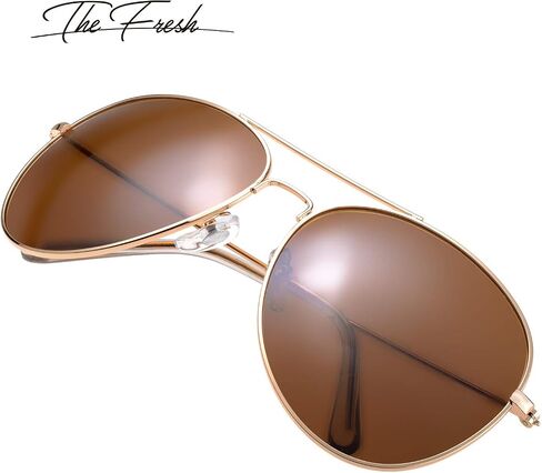 The Fresh Classic Aviator Frame Light Color Lens XL Oversized Sunglasses Gift Box (4s-Silver, Blue) in Saudi Arabia