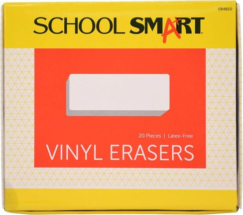 School Smart Vinyl Block Erasers, 2-1/2 x 7/8 x 1/2 Inches, White, Pack of 20 in Saudi Arabia
