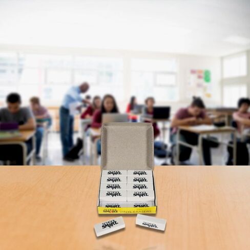 School Smart Vinyl Block Erasers, 2-1/2 x 7/8 x 1/2 Inches, White, Pack of 20 in Saudi Arabia